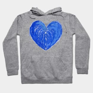 Blue Heart Drawn With Oil Pastels Hoodie